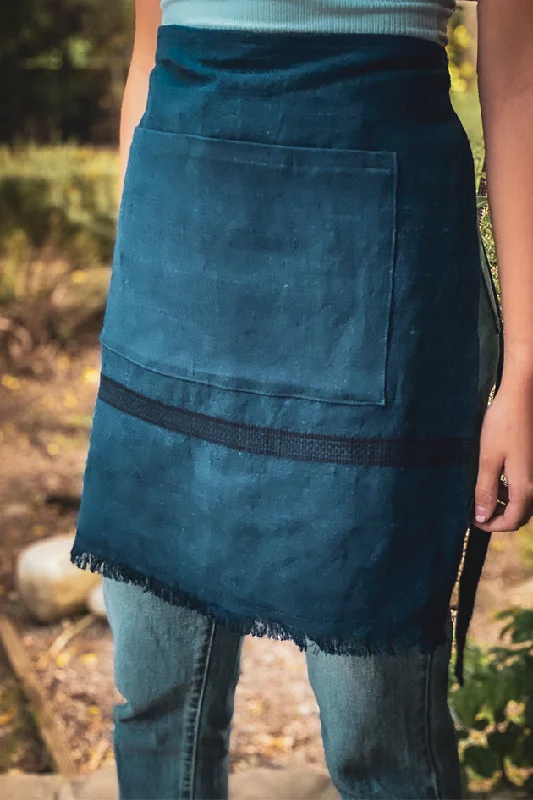 Apron: Café style, Indigo over dyed Hungarian hemp - A67