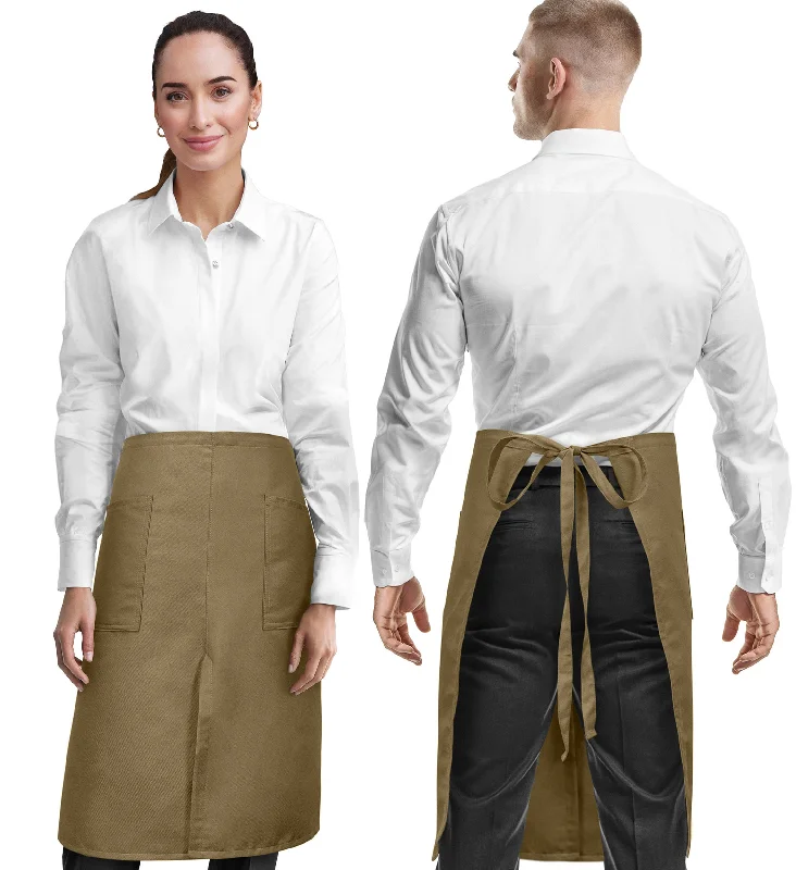 Half Bistro Apron - Long, Front Slit, 2 Pockets - Server, Waiter, Waitress, Chef, Restaurant, Gift