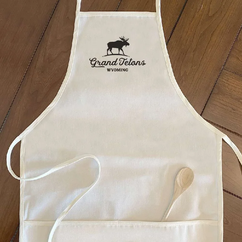 Moose Silhouette w/ City, State - Women's Apron