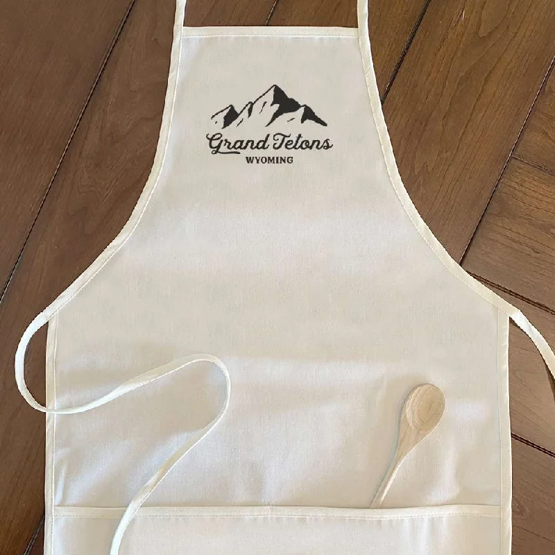 Mountain Silhouette w/ City, State - Women's Apron