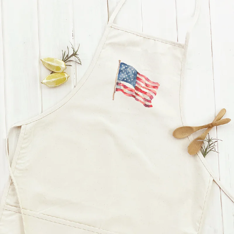 Watercolor American Flag - Women's Apron