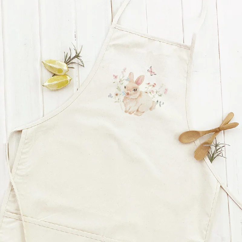 Watercolor Bunny and Florals - Women's Apron