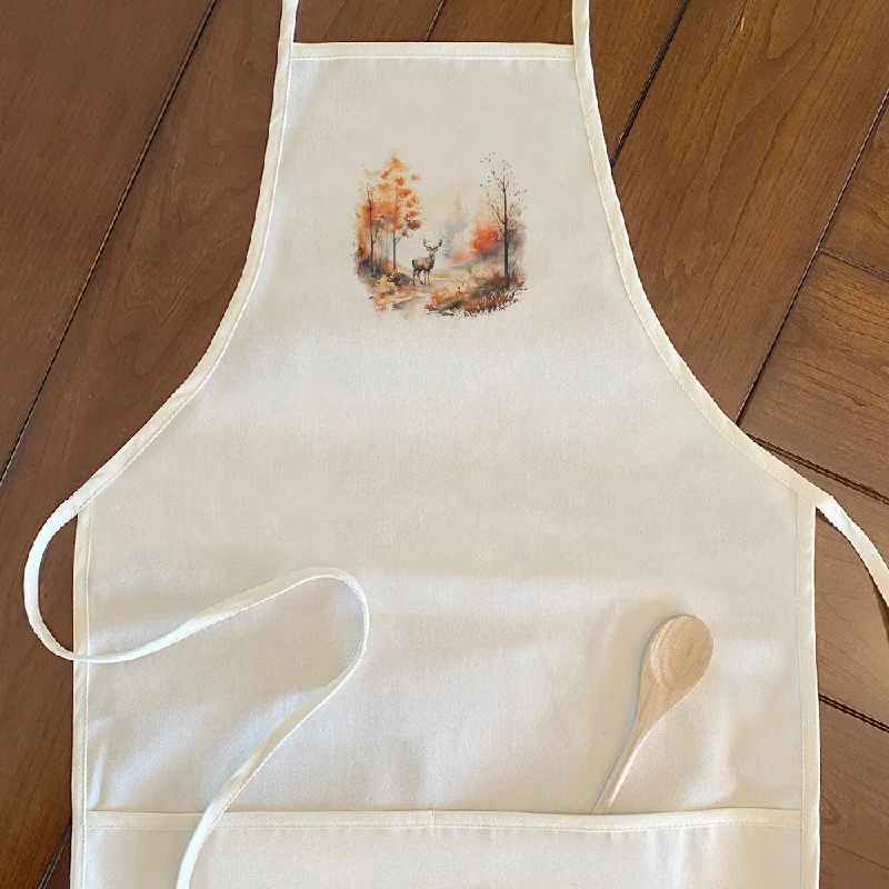 Watercolor Fall Forest and Deer - Women's Apron