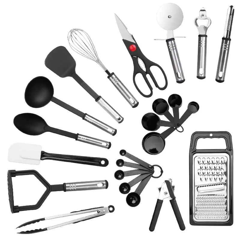 23-Piece Stainless Steel Kitchen Utensil Set with Nylon Tools