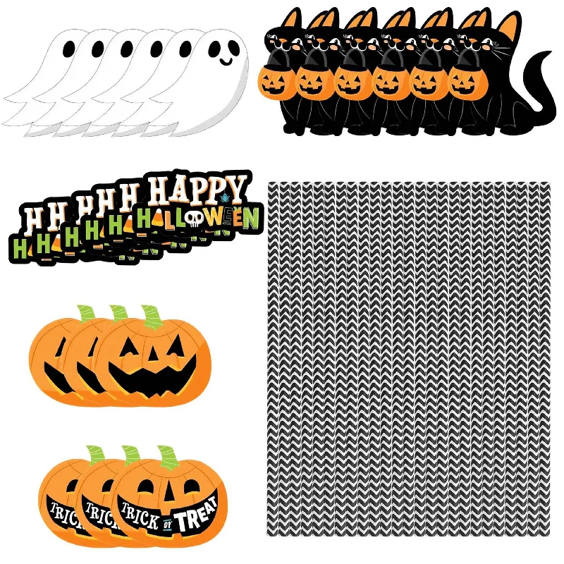 25Pcs Halloween Party Striped Decorative Paper Straws