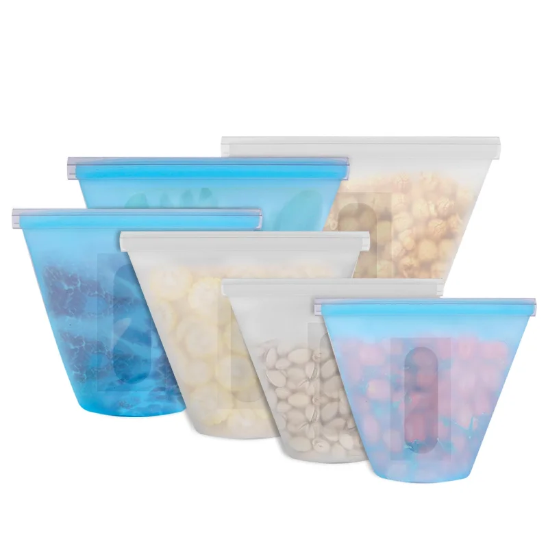 3Pcs Silicone Food Storage Bags Reusable Leakproof