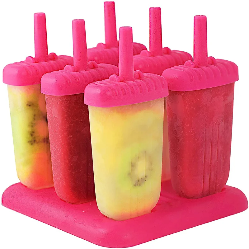 6Pcs Reusable Ice Pop Maker DIY Ice Cream Bar Mold Plastic