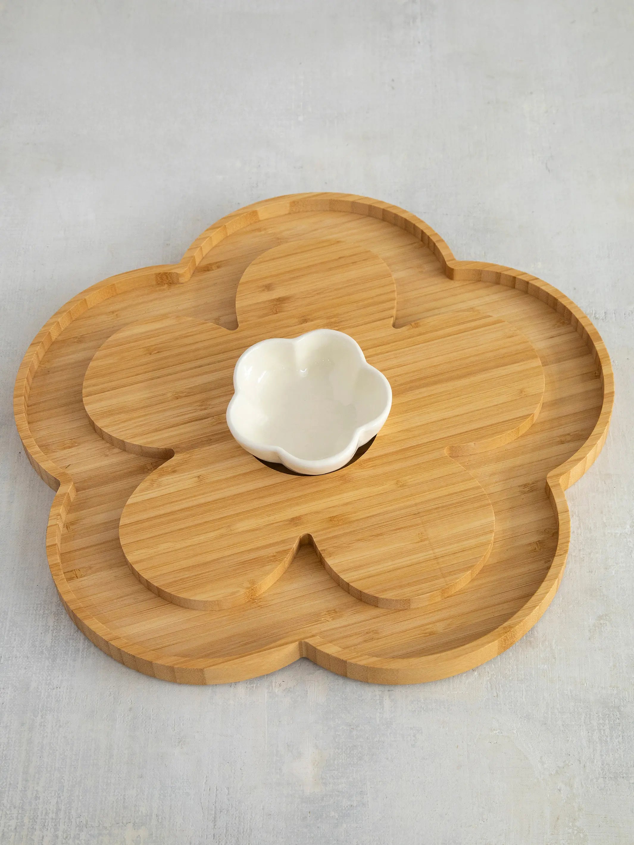 Bamboo Charcuterie Serving Board with Bowl - Flower