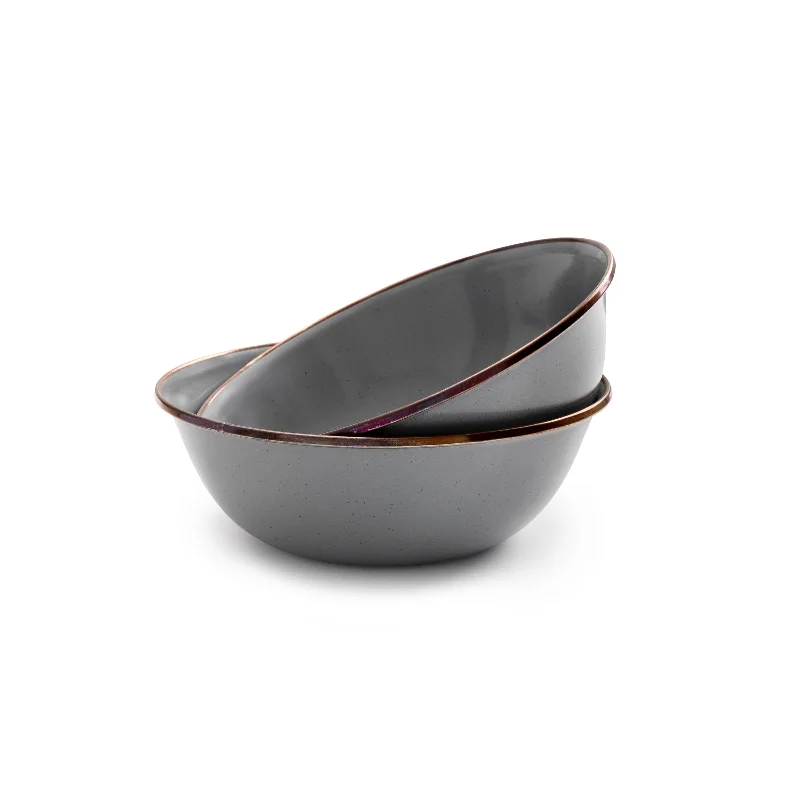 Enamel Bowl Set Slate Gray Indoor/Outdoor