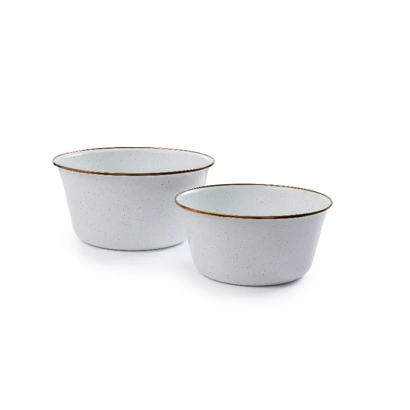 Enamel Mixing Bowl Set Eggshell Indoor/Outdoor