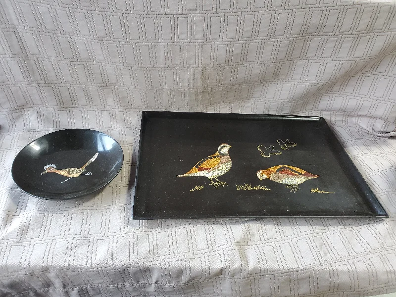 Couroc of Monterey Bowl and Serving Tray Set