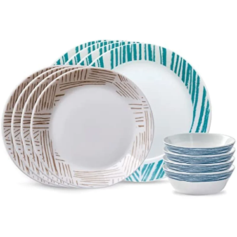 Durable and Eco-Friendly, Higher Rim Glass Plate & Bowl Set,