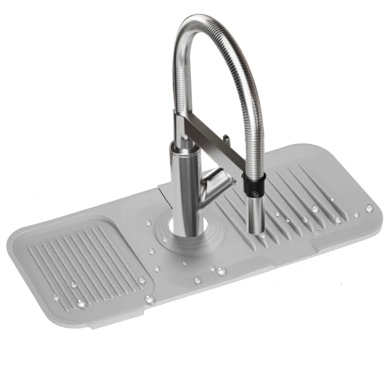 Faucet Splash Mat 14.56x5.51in Silicone Sink Drip Tray