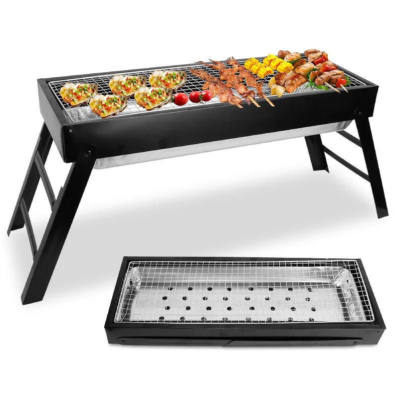 Foldable Charcoal BBQ Grill Stainless Steel Portable Tabletop