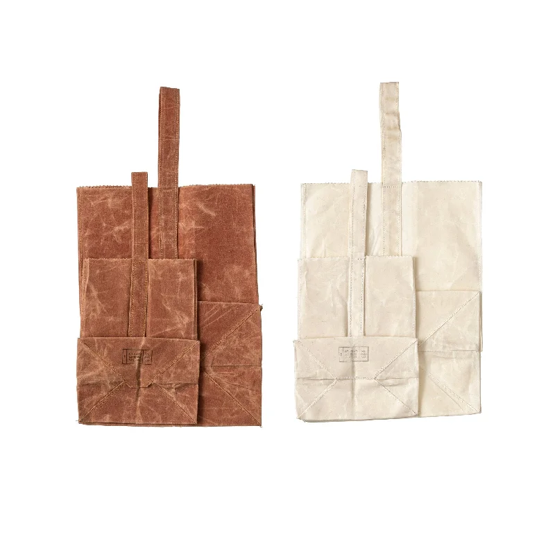 Waxed Cotton Grocery Bag with Handle