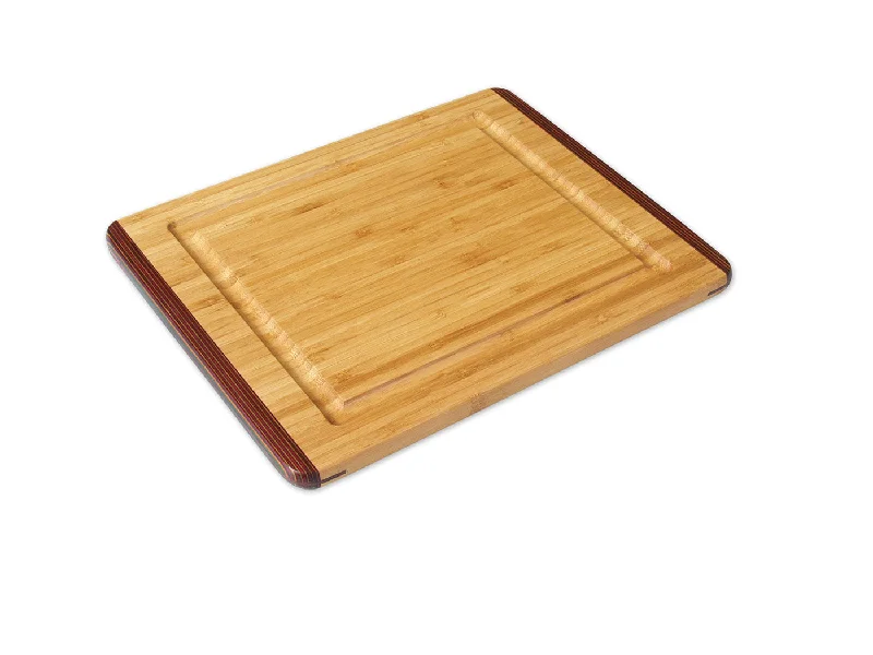 Island Bamboo Rainbow Pakka & Bamboo Carving Board w/ Gravy Groove, 14 x 11-Inch