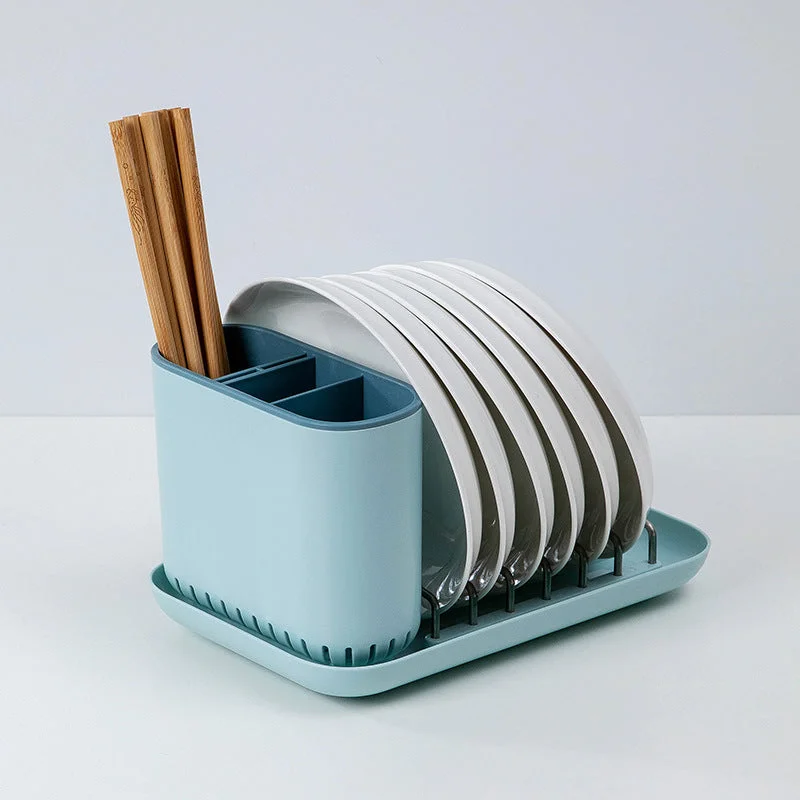 Kitchen Dish Drain Rack To Dry Tableware Drain Bowl Counter Surface Home, Tableware Rest - Light Blue