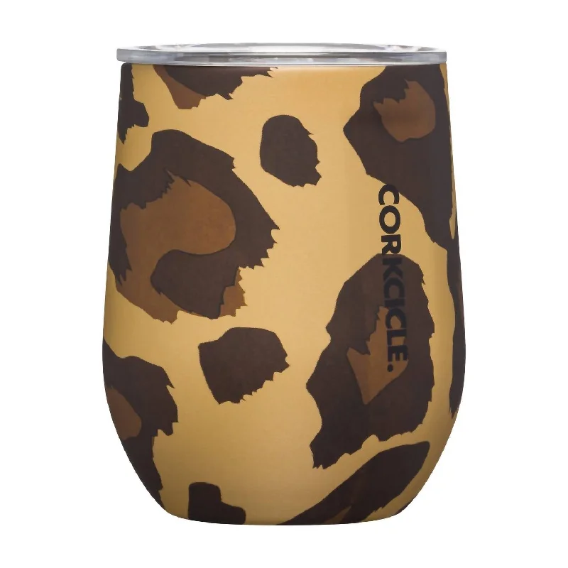 Luxe 12Oz Stemless Cup In Leopard Exotic