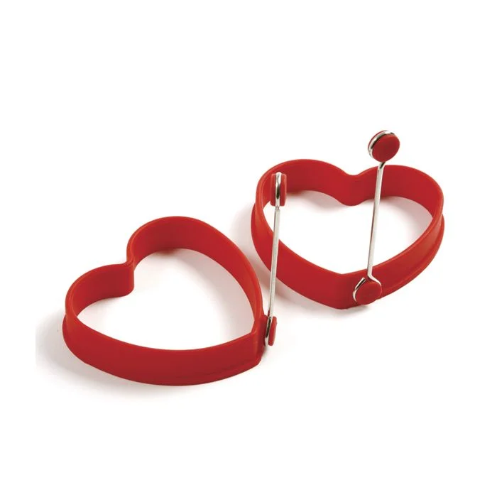 Norpro 3.5-Inch Silicone Heart Shaped Pancake and Egg Rings, Set of 2, Red