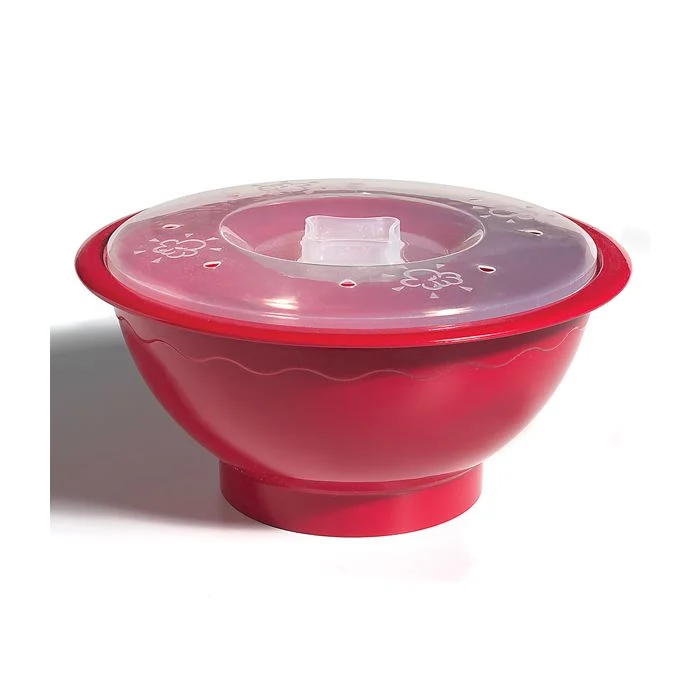 Norpro Microwave Popcorn Popper with Lid, 10.5-Inch, Red