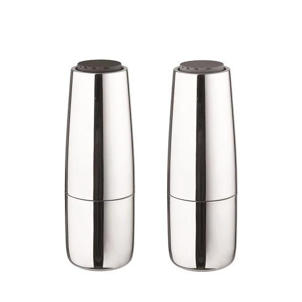 SALPI Salt & Pepper Mills Polished Stainless with Sharkskin & Magnet