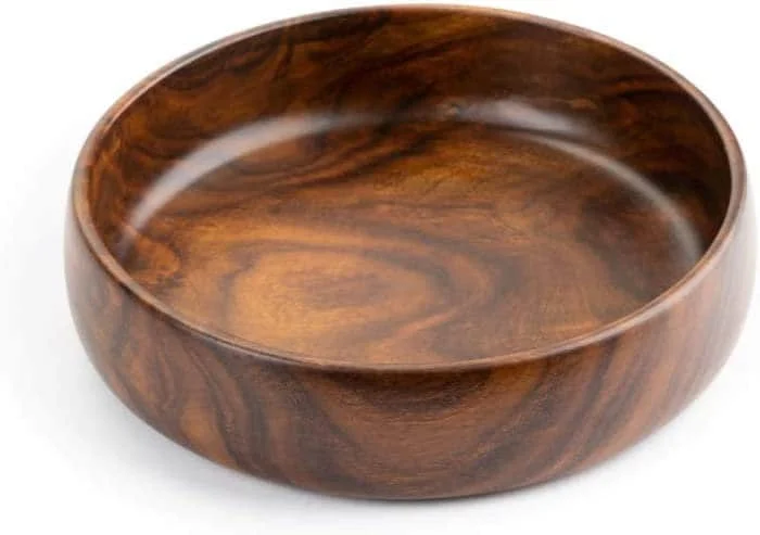 Solid Wood SESAME Wooden Round Shape Multipurpose Serving Bowl