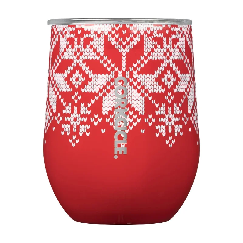 Stemless Cup - 12Oz In Fairisle Red