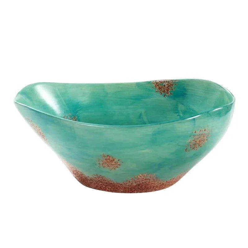 Turquoise Rust Patina Serving Bowl