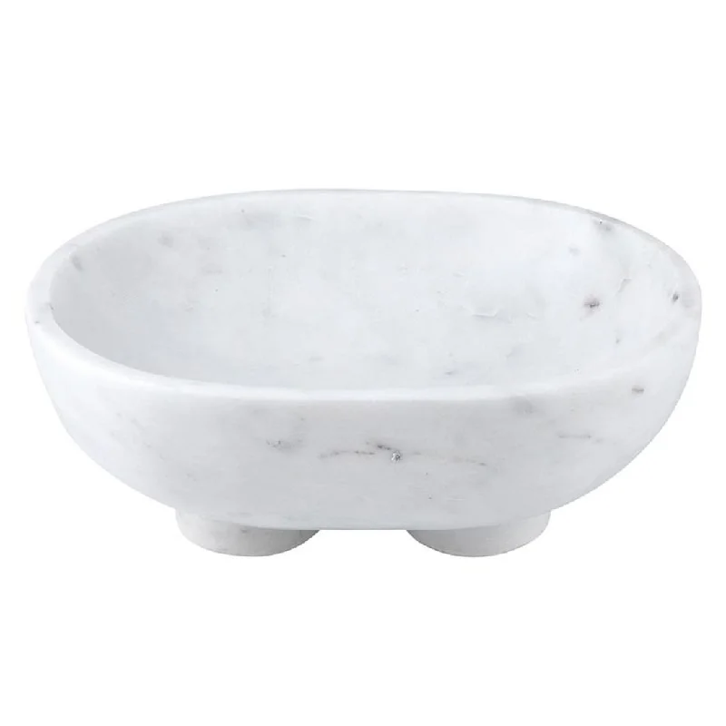 White Marble Footed Bowl // Large