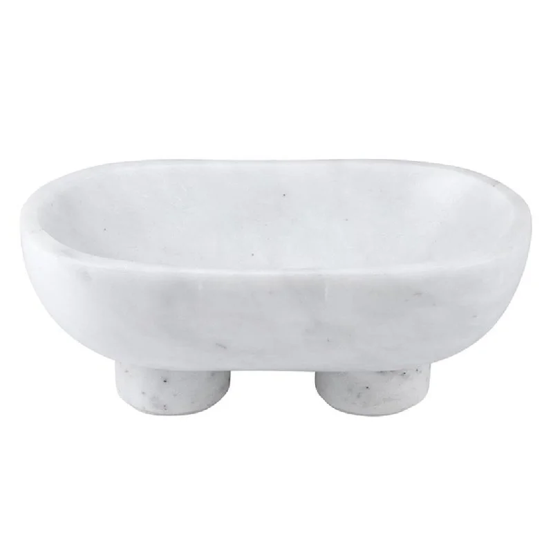 White Marble Footed Bowl // Medium