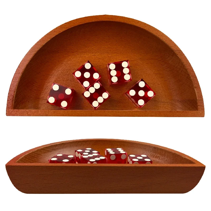 Yuanhe Craps Dice Boat Tray - Wood Casino Dice Bowl Holder Storage Pouch fo