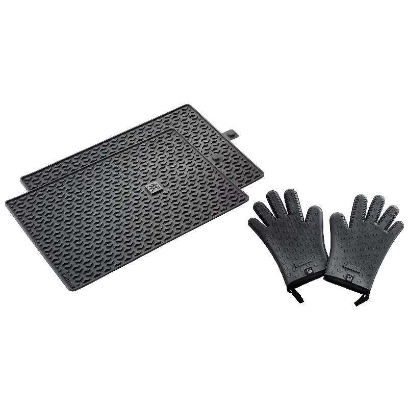 ZWILLING BBQ+ 3-pc Silicone Grill Mat & Gloves Set