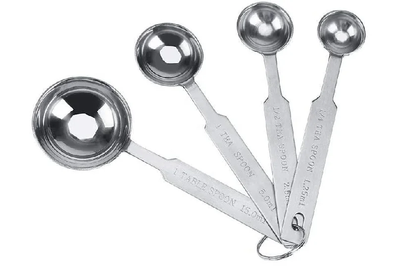 4-Piece Stainless Steel Round Measuring Spoon Set, Heavy Duty