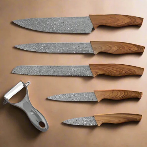 6 Pcs Marble Non-Stick Coating Knife Set