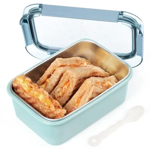 ABOUT SPACE Lunch Box - 1000 ml Insulated Tiffin Box with Spoon & Silicon Gaskets Lid, Leak-Proof  (Blue - L 20 x B 14 x H 7 cm)