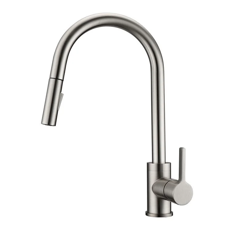 Kitchen Faucet Fenton 1 Narrow Lever Brushed Nickel Pull Down Gooseneck Spout