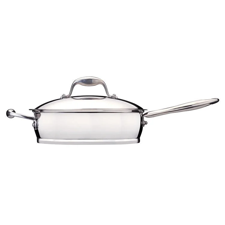 Zeno 2.6-Quart 9.5" 18/10 Stainless Steel Covered Deep Skillet