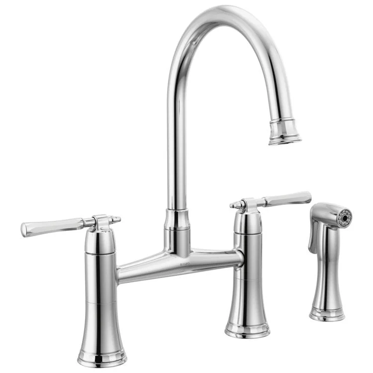 Kitchen Faucet Tulham 8 Inch Spread 2 Lever ADA Polished Chrome 1.8 Gallons per Minute