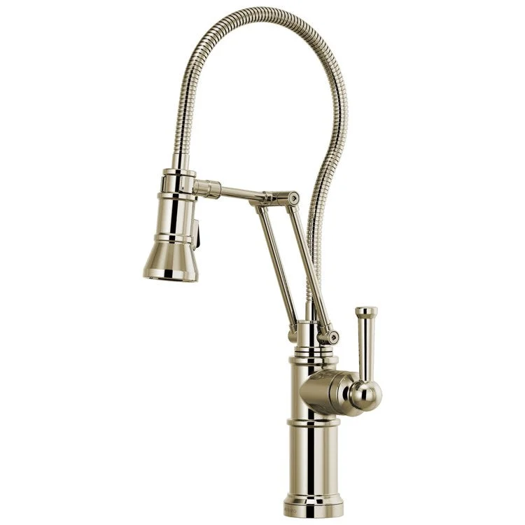 Kitchen Faucet Artesso with Finished Hose 1 Lever ADA Brilliance Polished Nickel Pull Down 2 Function Handspray 1.8 Gallons per Minute