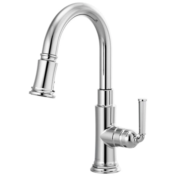 Prep Faucet Rook 1 Lever ADA Polished Chrome Pull Down 2 Function Aerated Stream or Spray 360 Degree Swivel