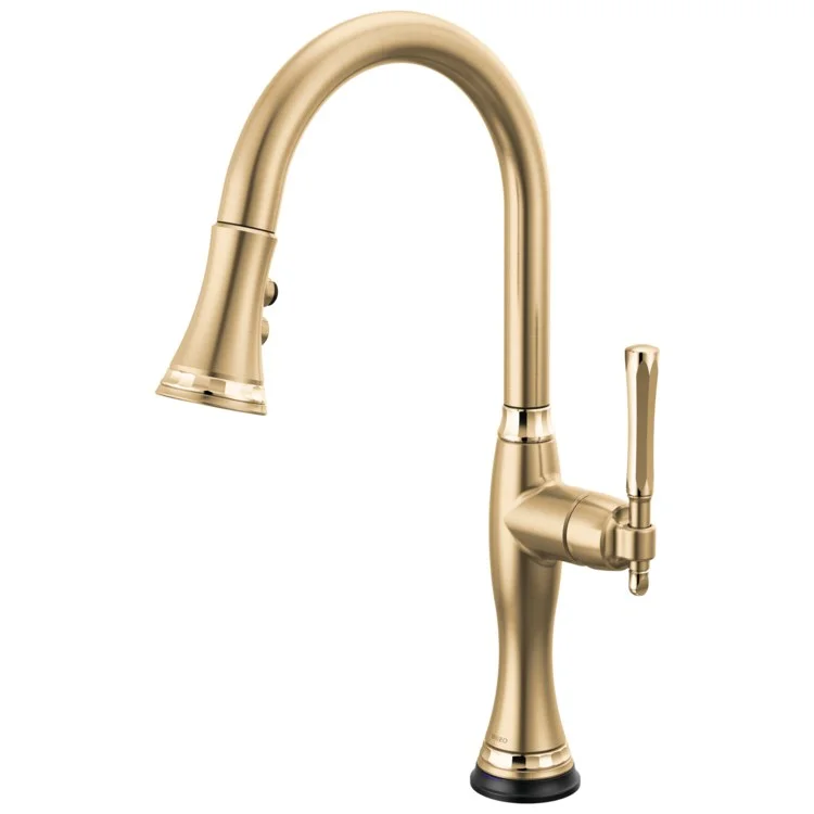 Kitchen Faucet Tulham 1 Lever ADA Brilliance Luxe Gold/Brilliance Polished Gold Pull Down 2 Function Handspray 1.8 Gallons per Minute