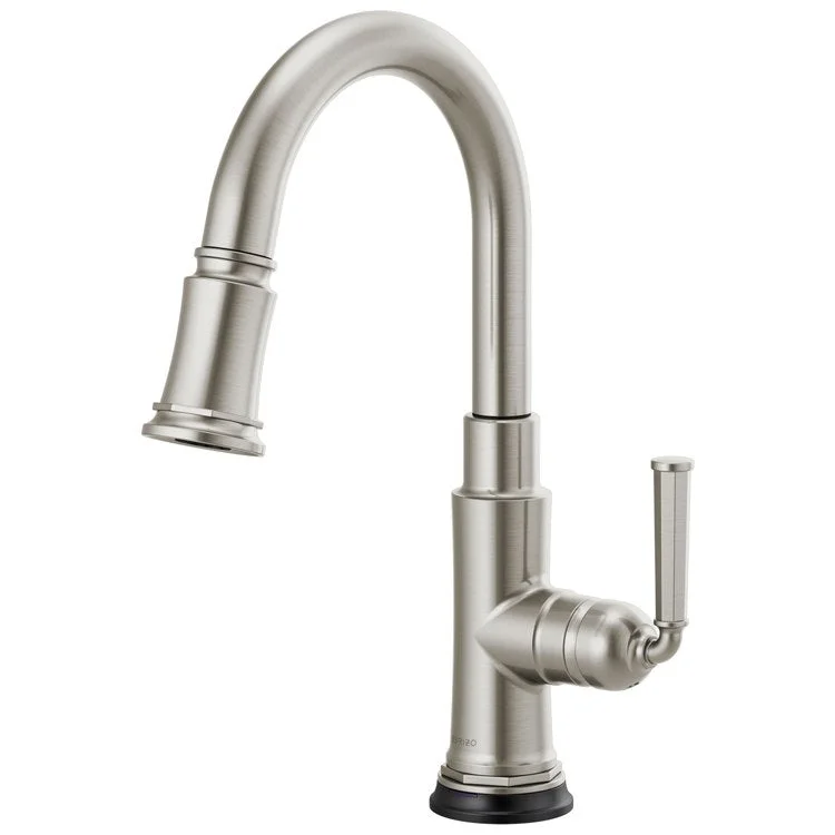 Prep Faucet Rook SmartTouch Technology 1 Lever ADA Brilliance Stainless Pull Down 2 Function Wand Aerated Stream/Spray 360 Degree Swivel