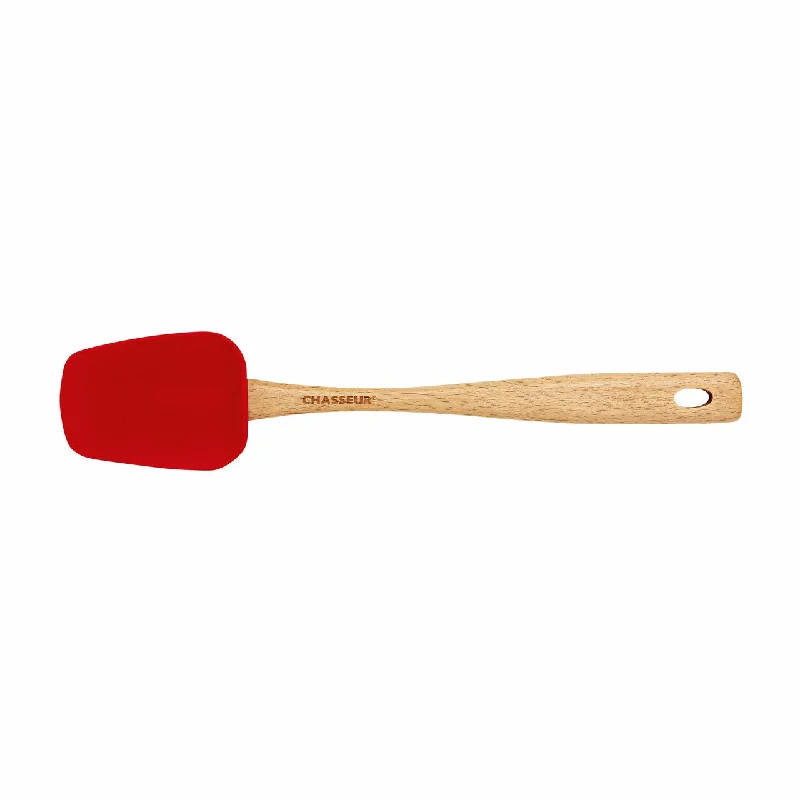 Chasseur Silicone Spoon, Wooden Handle, Red