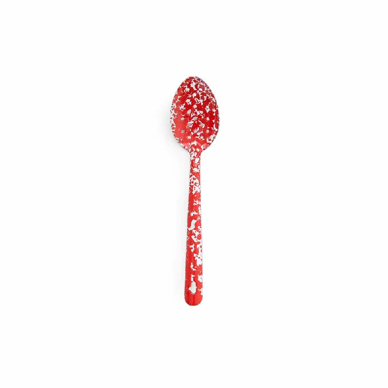 Crow Canyon - Enamelware Splatter Slotted Spoon, Red