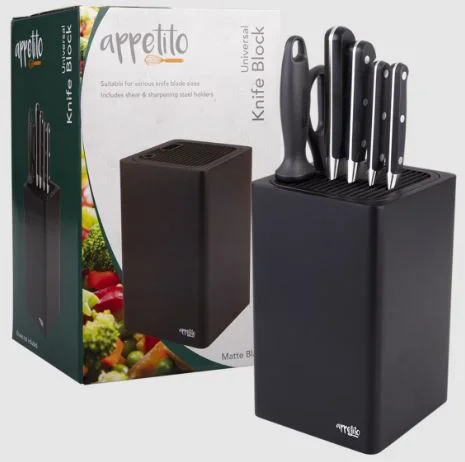 Appetito Square Universal Knife Block - Matte Black