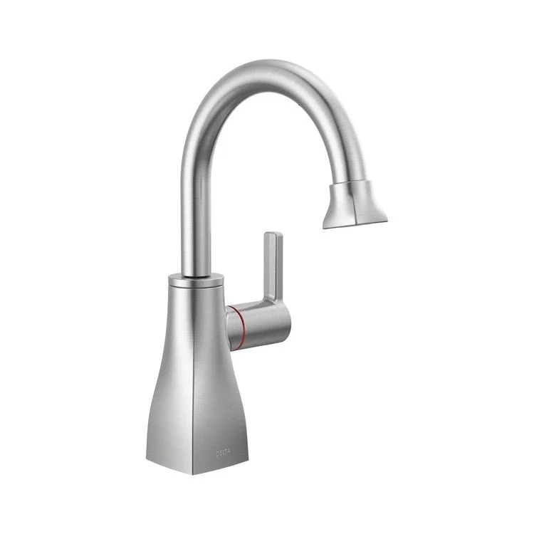 Kitchen Faucet Square Instant Hot Water Spring-Loaded Self-Closing Arctic Stainless 9-4/9 Inch