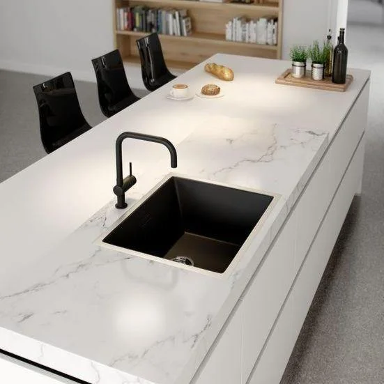 Nirali Elex Quartz Single Bowl Kitchen Sink in Onyx Finish Without Drainboard