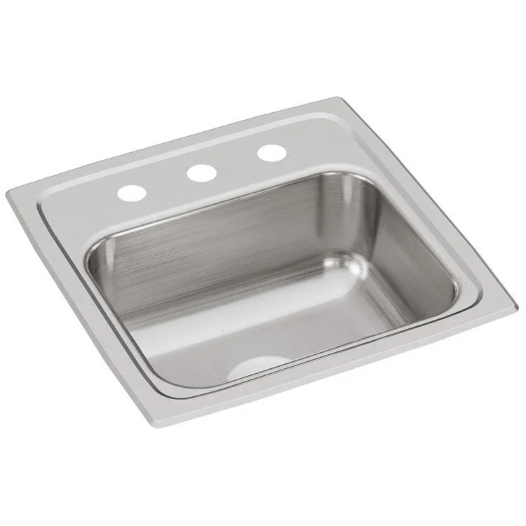 Gourmet Lustertone 15" Single Bowl Stainless Steel Drop-In Bar/Prep Sink with 3 Holes