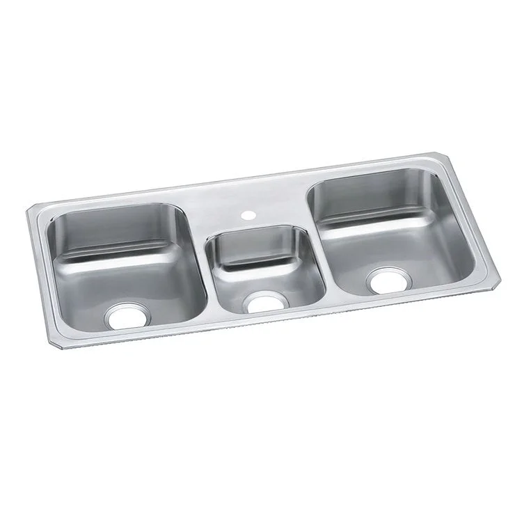 Kitchen Sink Celebrity 43 x 22 Inch Triple Bowl 1 Hole Brushed Satin Drop-In