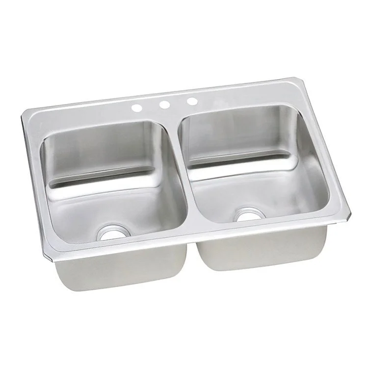 Gourmet Celebrity 43" Double Bowl Stainless Steel Drop-In Kitchen Sink with 3 Holes